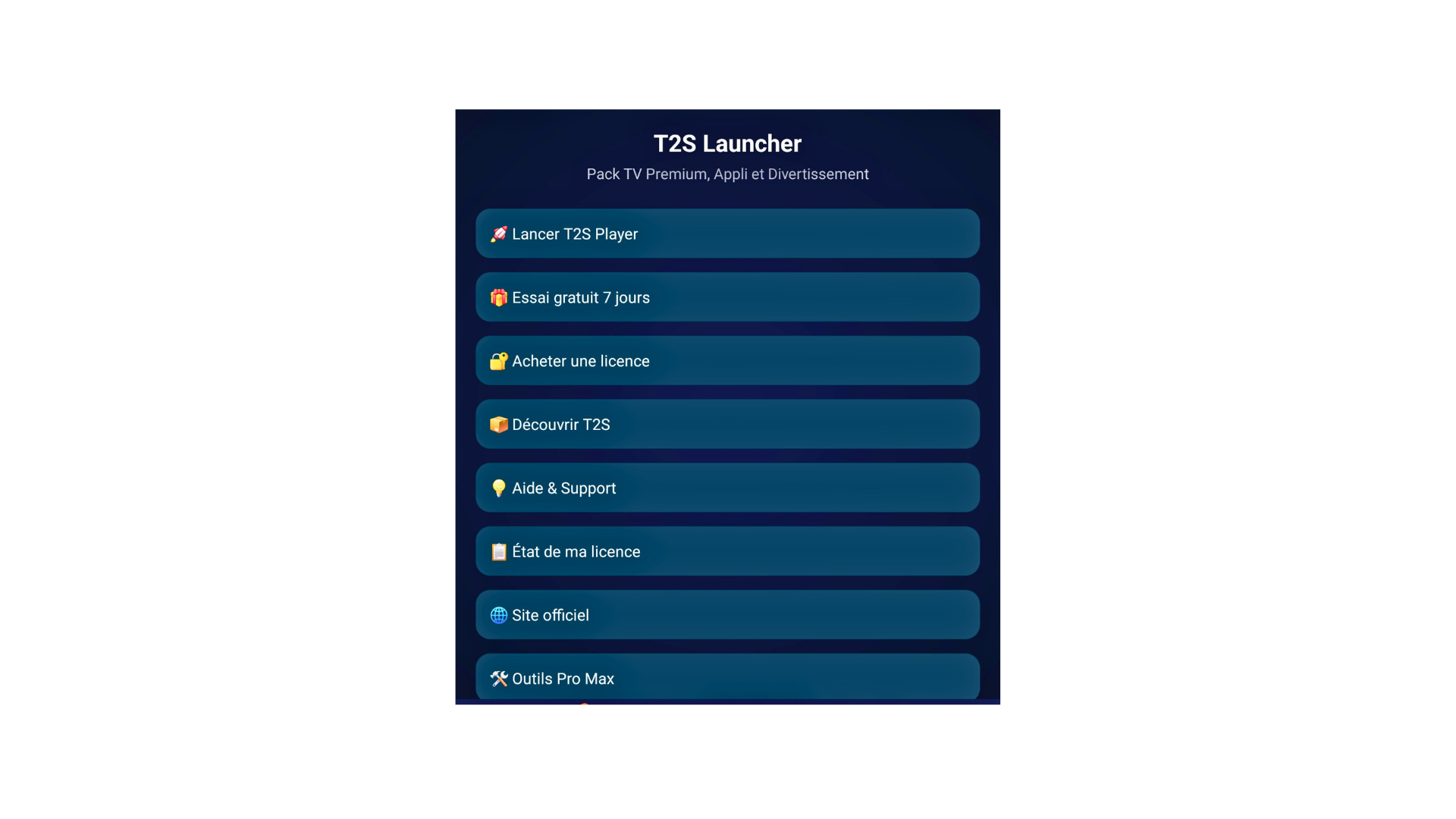 T2S Launcher – Vue smartphone